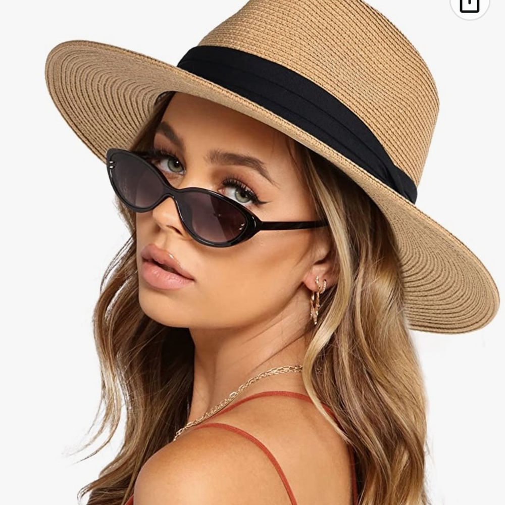 Brim straw Panama fedora hat